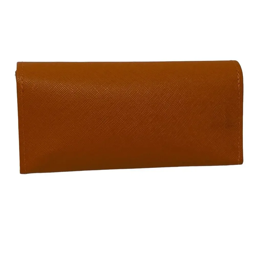 Tory Burch Orange‎ Gold Tone Logo Sunglasses Eyeglasses Case 6.5 x 3.5 Case Only